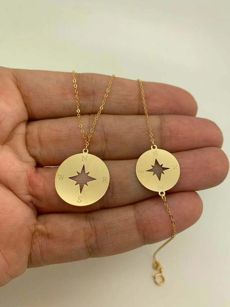 14k Yellow Gold Compass Rose Necklace (made to order) | Coast GoldWorks