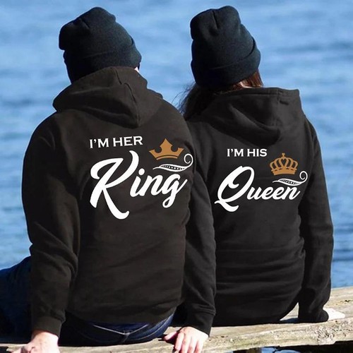 Sudadera con Capucha Su Rey Su Reina Suéter a Juego para Pareja Acogedora y Elegante - Imagen 15 de 26