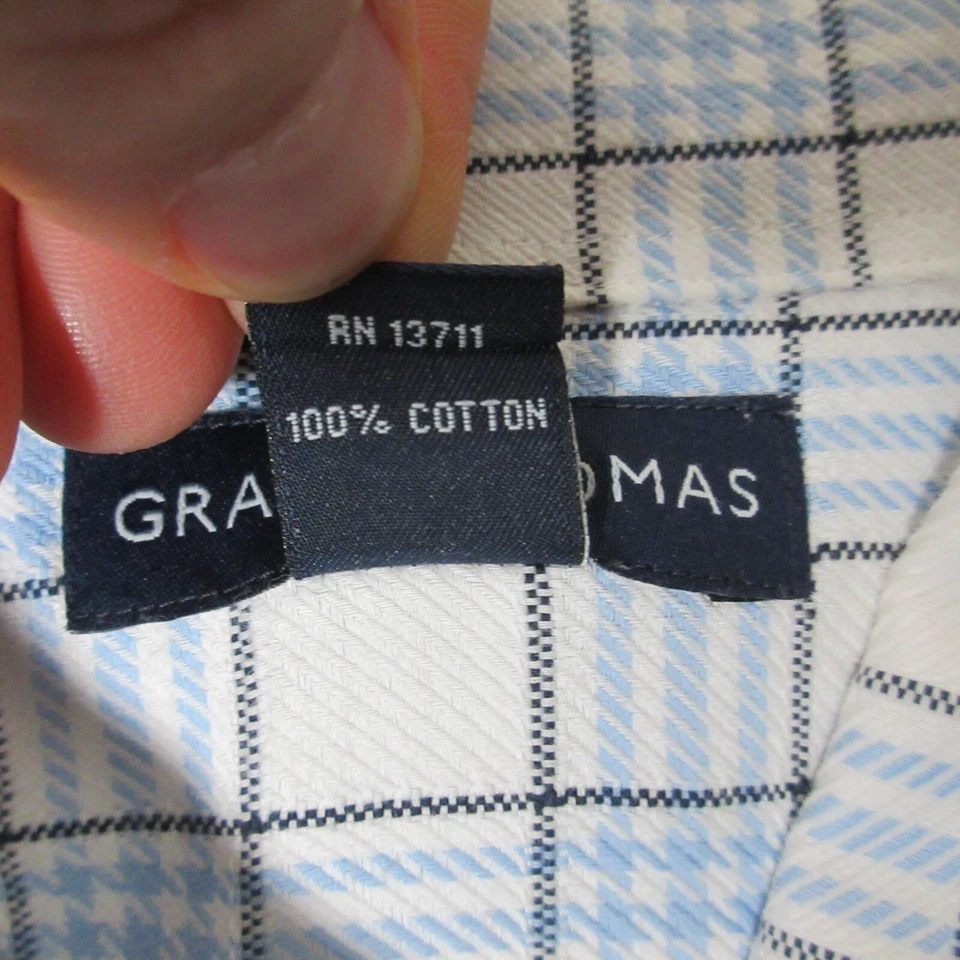 Camisa Grant Thomas Para Hombre Extra Grande Azul Rayas Abotonada Foto 3 de 4