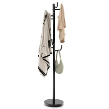Coat Rack Freestanding Round Base Metal Tree With 8 Hooks And Stable Clothes