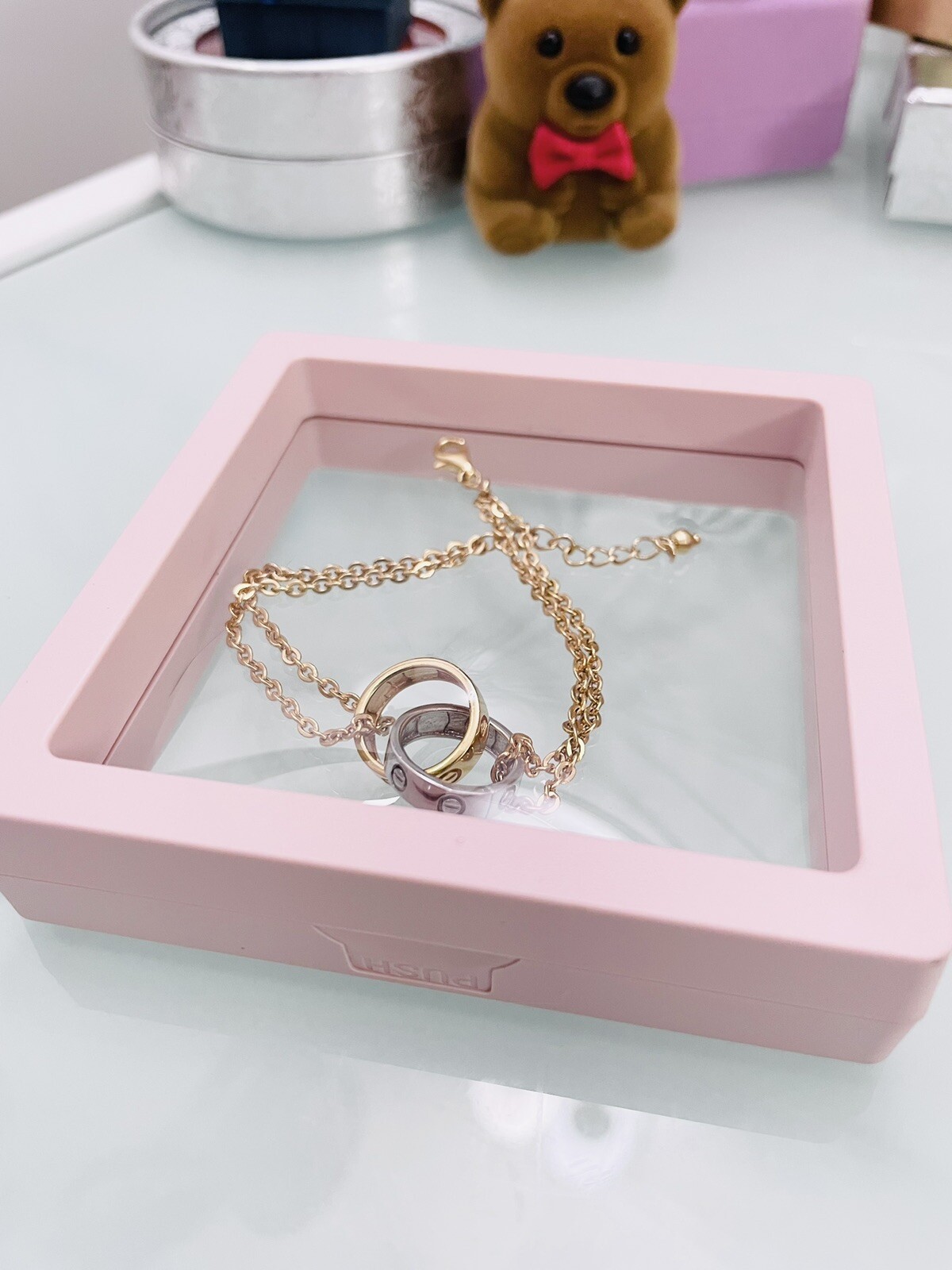 18k 750 Solid Interlocking Double Hoop Bracelet T… - image 5