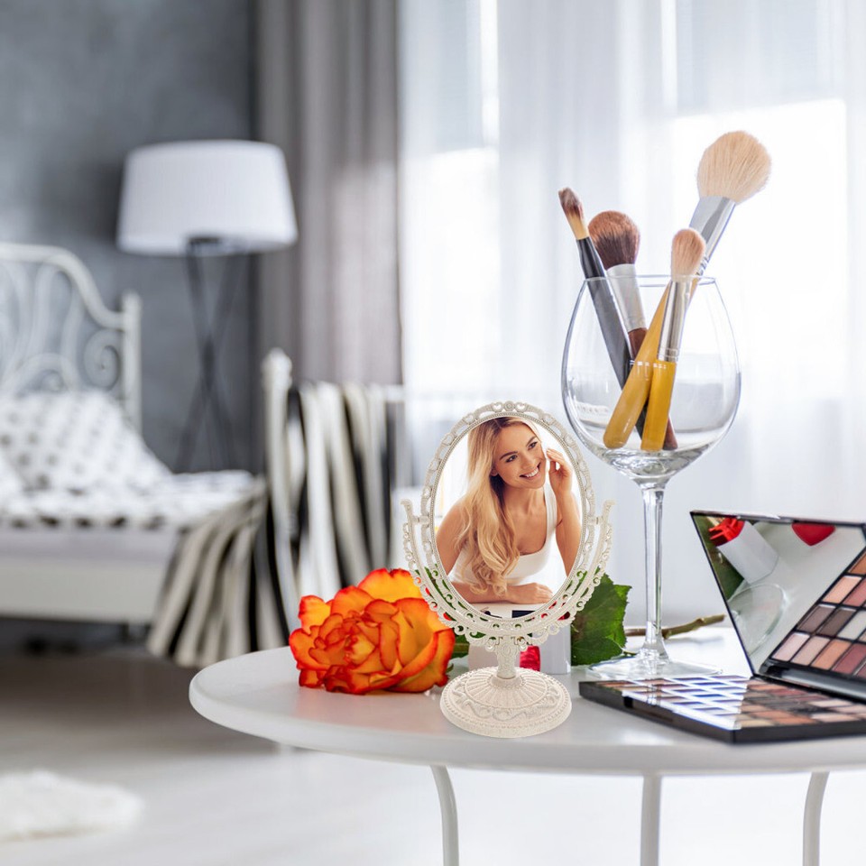 Tabletop Mirror Standing Vanity Makeup Vintage Doublesided Magnifying