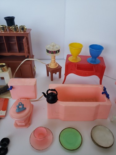 VINtage CASA DE MUÑECAS MINIATURAS 24 PIEZAS PLÁSTICO - Imagen 4 de 17