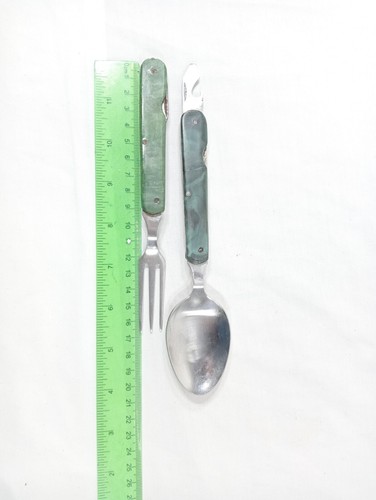 Tourist Set USSR Folding Fork And Spoon Opener Travel Camping Soviet Vintage - Picture 24 of 24