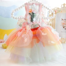 Princess Pet Dog Thin Dress Puppy Cat Dress Cute Rainbow Butterfly Tutu Dress