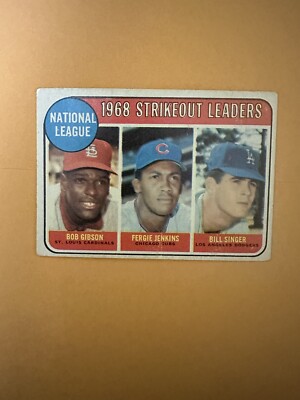 1969 Topps - League Leaders #12 Fergie Jenkins, Bob Gibson, Bill Singer