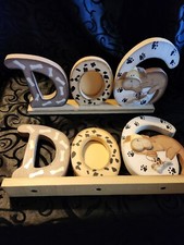 Dog Wooden Plaque Holds Picture. Set Of 2