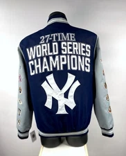 NEW YORK YANKEES 27 TIME WORLD SERIES CHAMPIONSHIP Polyester Jacket  S M L XL 2X