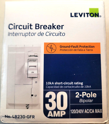 Leviton LB230-GFR Circuit Breaker 2P 30A 120/240V w/ Ground Fault Protection New