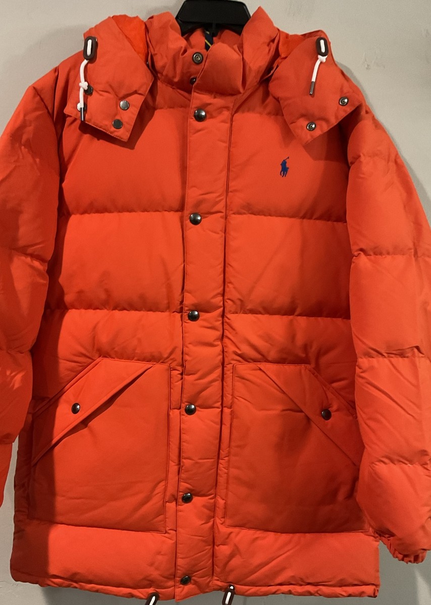 ジャケット・アウター Polo Ralph Lauren hooded puffer jacket Polo Ralph Lauren Orange Water Repellent Hooded Down Puffer Parka