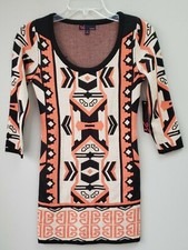 Womens black and orange knit sweater dress Size XS 3/4 sleeve .