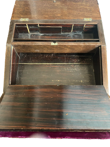 Antique Wood With Mother Of Pearl Inlayed Floral Design Traveling Desk - 1800's - Picture 12 of 15