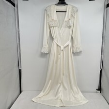 NEW Vintage Shadowline Belted Robe sz. M Chiffon Ivory Lace