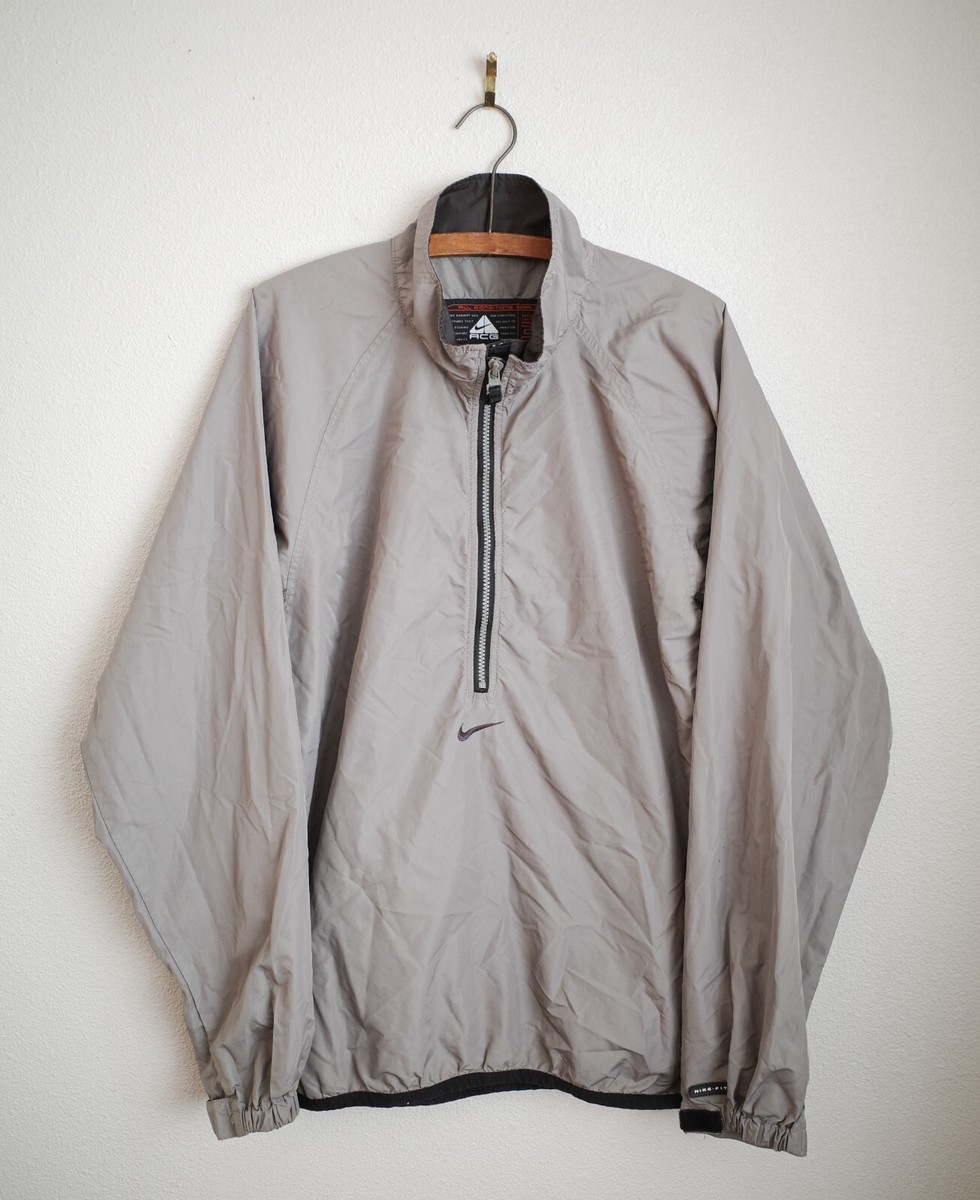 Vintage Nike ACG Men's Center Check Swoosh Windbreaker Jacket Gray