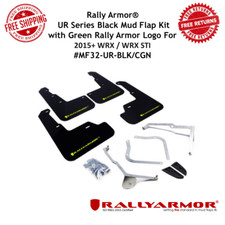 Rally Armor UR Mud Flaps For Subaru WRX & STi 2015-2021 | Black With Green Caliper Logo