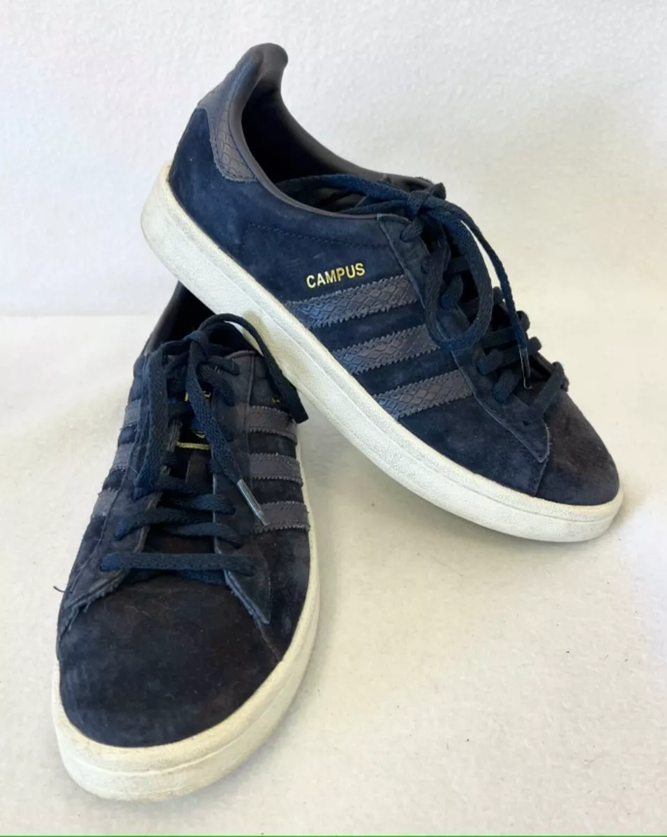 Mentor hagl forurening ADIDAS Navy Blue Suede w/ Gold Letters Campus Shoes Sneakers Womens Sz 7 |  eBay