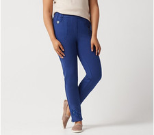 Quacker Factory DreamJeannes Slim-Leg Ankle Pants-Navy-XXS-NEW-A351156