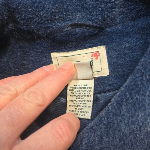 LL Bean Jacket Womens Large Blue Wool Blend Chenille Button Pockets Chore Coat - Picture 8 of 10