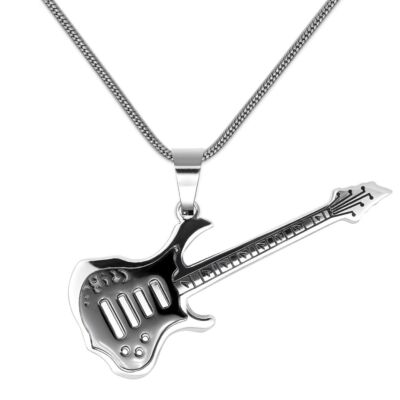 Kettenanhänger E-Gitarre mit Kette Edelstahl Instrument Rock Heavy Metal Musik