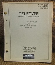 Teletype Printing Telegraph Systems Bulletin 1037B -Issue 5- Parts - Model 15