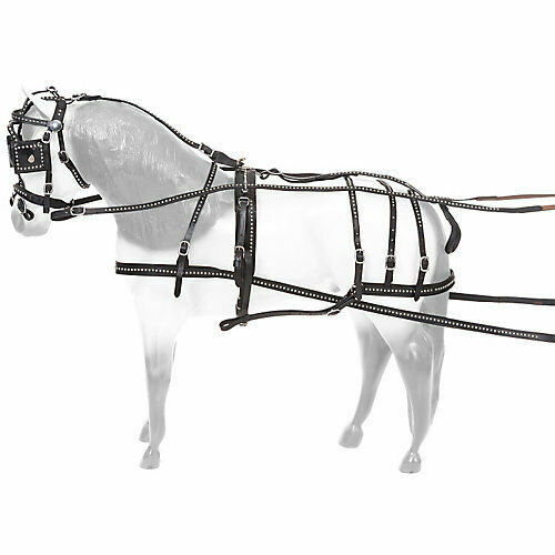 Tough 1 Show Spotted Leather Miniature Horse Driving Harness Bridle Black for sale online eBay