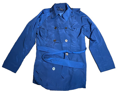 Lands End Jacket Rain Coat Womens Medium M Long Sleeve Blue Button Up