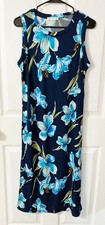 Hug, Women Sleeveless Blue, Green & White Floral Maxi Straight Dress, Large