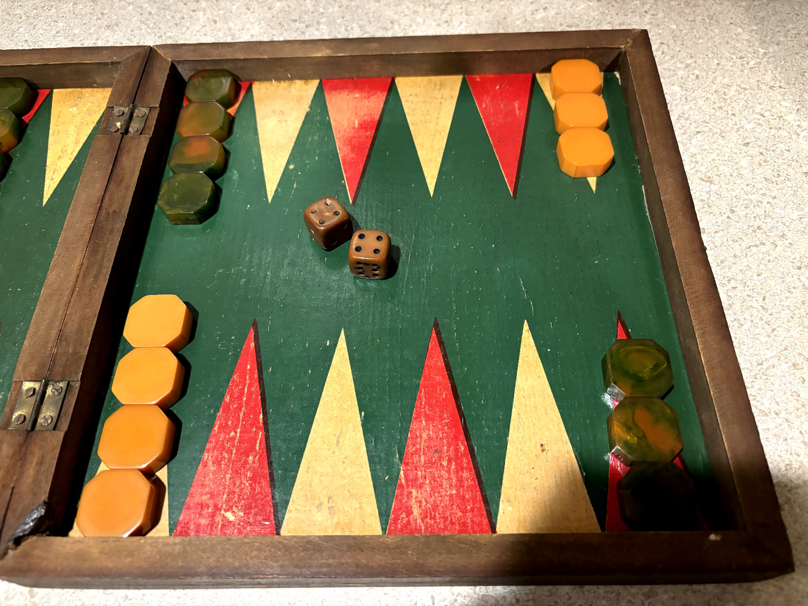 Vintage Wood Game Board Checkers, Nine Mens Morris, Backgammon