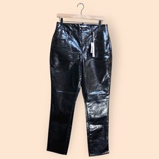 Good American NWT Good Classic Faux Leather Pants Black Textured Women s 8 29