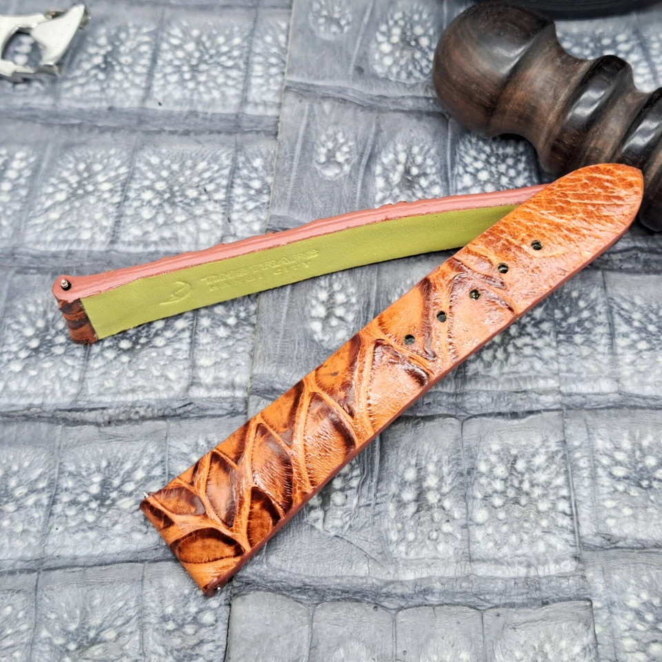 Correa de reloj de cuero exótico de 20 mm/16 mm diseño minimalista vintage Foto 2 de 4