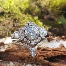 2.10Ct White Round Cut CZ Unique Wedding Ring Set In Solid 925 Sterling Silver
