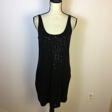 Express Dreamweight Cotton Mini Tank Dress Sz M Womens Black Sequins Sleeveless