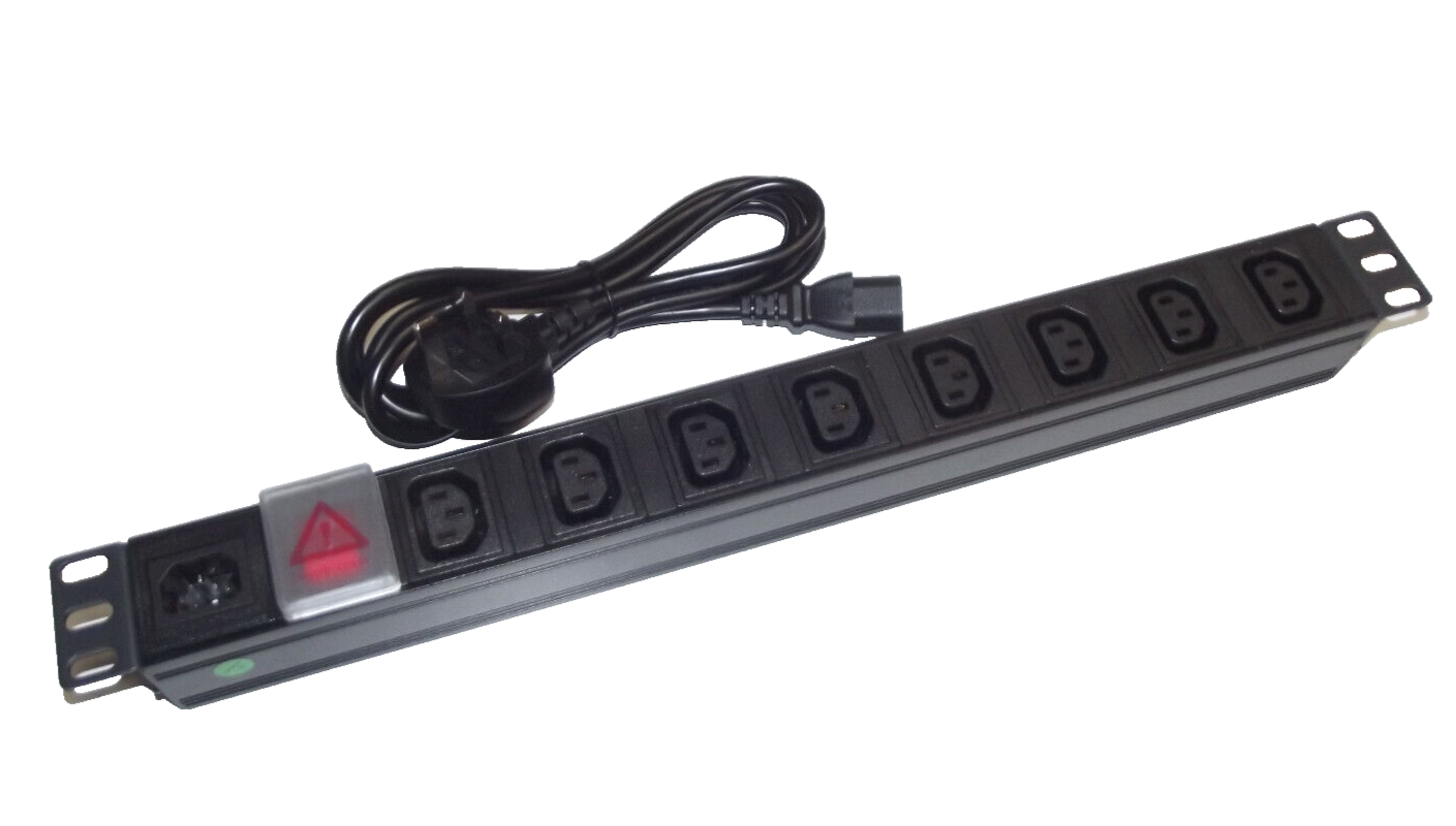 8 way IEC C13 PDU with *DETACHABLE UK-IEC C14 1.8M LEAD* 1U 19"" Rackmount