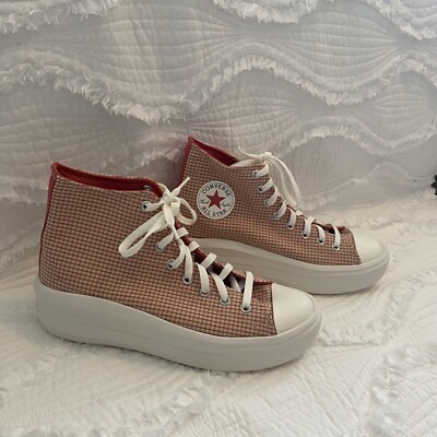 Size 11 - Converse Chuck Taylor All Star Move Platform High Checkered - Rhubarb 