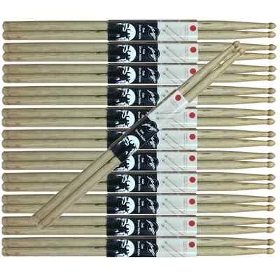 12 Paar Johnny Brook Holz Drum Sticks Eiche 2B 5A 5B 7A SRH Holzspitze