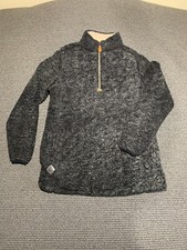 Simply Southern Dark Gray Pullover 3/4 Zip Teddy Fuzzy Sweater Women Size S
