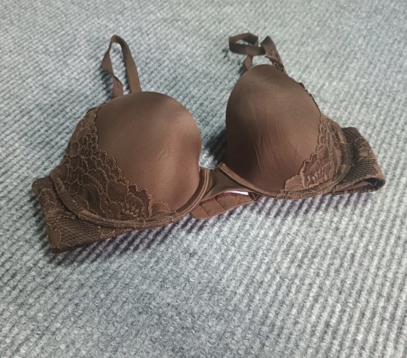 Savage X Fenty By Rihanna Brown Lace Detail Lightly Padded Underwired Bra 34C
