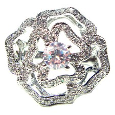  SIZE 6,7,8,9 WINTER FLOWER Cocktail RING Radiant CZ Stones 925 STERLING SILVER
