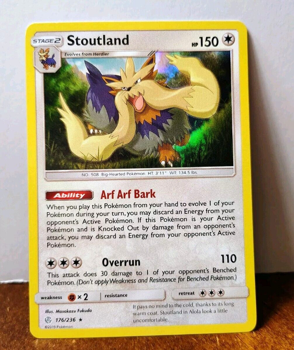 POKEMON STOUTLAND 176/236 HOLO RARE COSMIC ECLIPSE NEAR MINT