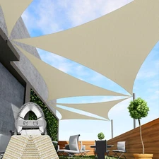 Sun Shade Sail Heavy Duty Awning Garden Yard Canopy Shelter Cover w/ Steel Wire