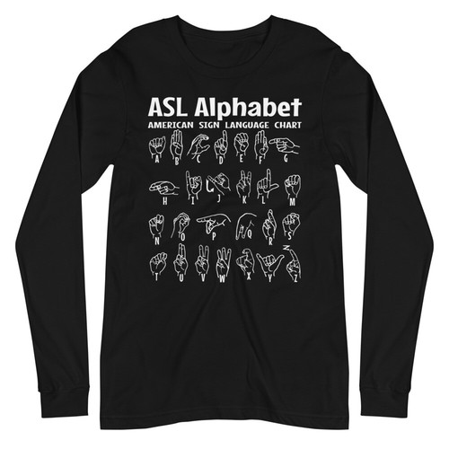 American Sign Language Chart ASL Chart Instructional Unisex Cool Graphic T-shirt - Bild 4 von 6