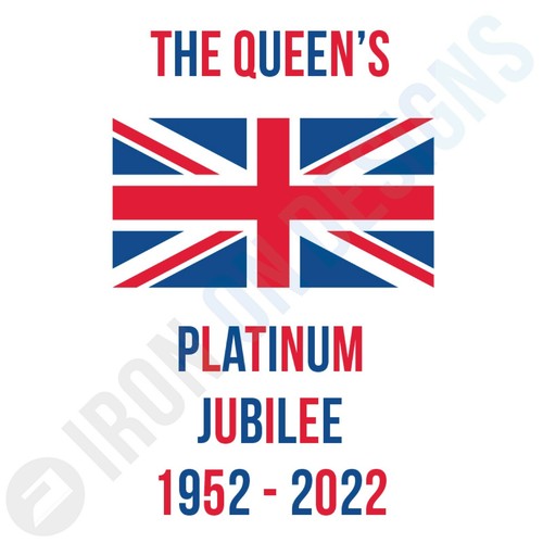 QUEEN'S PLATINUM JUBILEE UNION JACK FLAG - IRON ON TSHIRT TRANSFERS - A6 A5 A4 - Picture 3 of 5