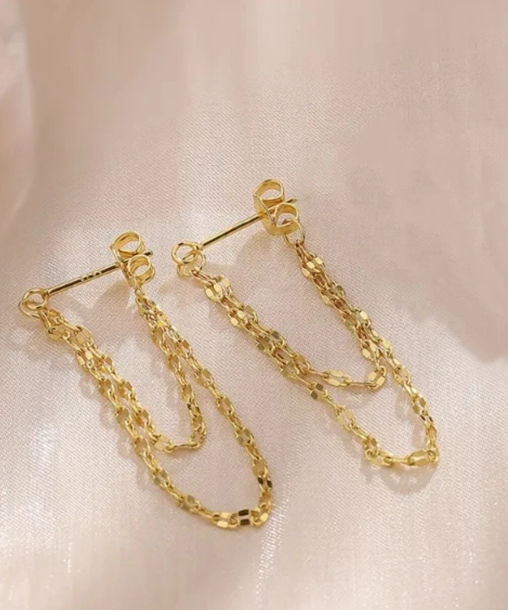 Gold Chain Light Weight Hoop Stunning Fashion Chic Earrings eBay