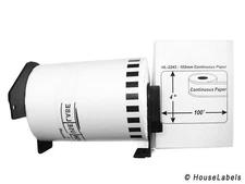 Non-OEM Fits BROTHER DK-2243 Labels (4" x 100 feet) - (4) Rolls + (1) FRAME
