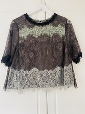 BLACK GREY GREEN LACE FLORAL TOP TOPSHOP 12 SUMMER BOHO TOWIE CELEB PRETTY BOHO
