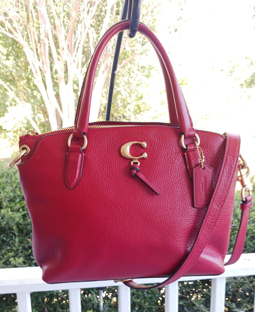 Coach 1317 Remi Red Leather Shoulder Bag With Signature C Accents
