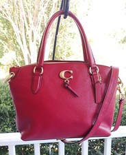 Coach 1317 Remi Red Leather Shoulder Bag With Signature C Accents