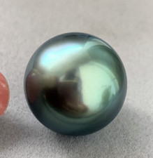 Huge 13-14mm Natural South Sea Genuine Green Round Loose Pearl Undrilled 1057