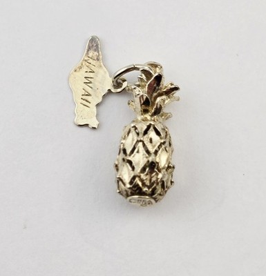 Vintage Gold Overlay Sterlingsilber Hawaii Ananas Charm 925 Insel Anhänger - 2,1 g
