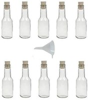 10 Kleine Glasflaschen 150Ml Mit Korkverschluss + Trichter Ø7Cm Zum
